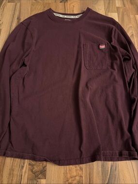 Wrangler Long Sleeve Pocket Tee - Maroon
